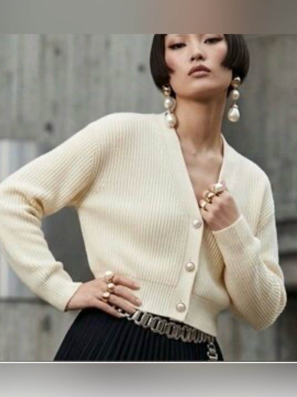 CINQ A SEPT Palmer V Neck Cardigan in Natural S